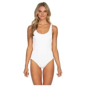 Isabella Rose Pucker Up One-Piece Swimsuit White Size M